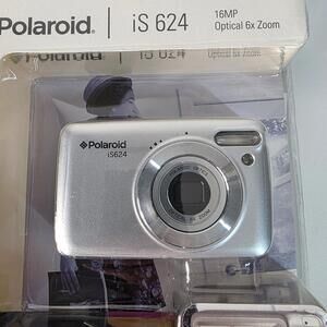New Sealed Polaroid iS 624 Silver 16MP Optical 6X Zoom Digital Photo Camera